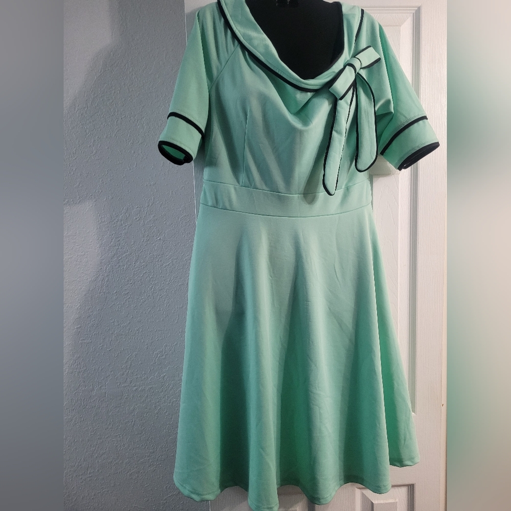 Mint Green Dress with Black Trim